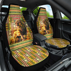 Equatorial Guinea Car Seat Cover - Lion Print and Traditional African Kente Patterns