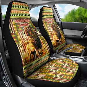 Equatorial Guinea Car Seat Cover - Lion Print and Traditional African Kente Patterns