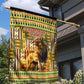 Equatorial Guinea Garden Flag - Lion Print and Traditional African Kente Patterns
