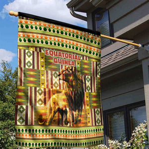 Equatorial Guinea Garden Flag - Lion Print and Traditional African Kente Patterns