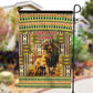 Equatorial Guinea Garden Flag - Lion Print and Traditional African Kente Patterns