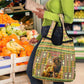 Equatorial Guinea Grocery Bag - Lion Print and Traditional African Kente Patterns
