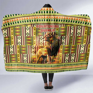 Equatorial Guinea Hooded Blanket - Lion Print and Traditional African Kente Patterns