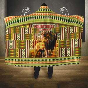 Equatorial Guinea Hooded Blanket - Lion Print and Traditional African Kente Patterns