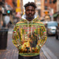 Equatorial Guinea Hoodie - Lion Print and Traditional African Kente Patterns