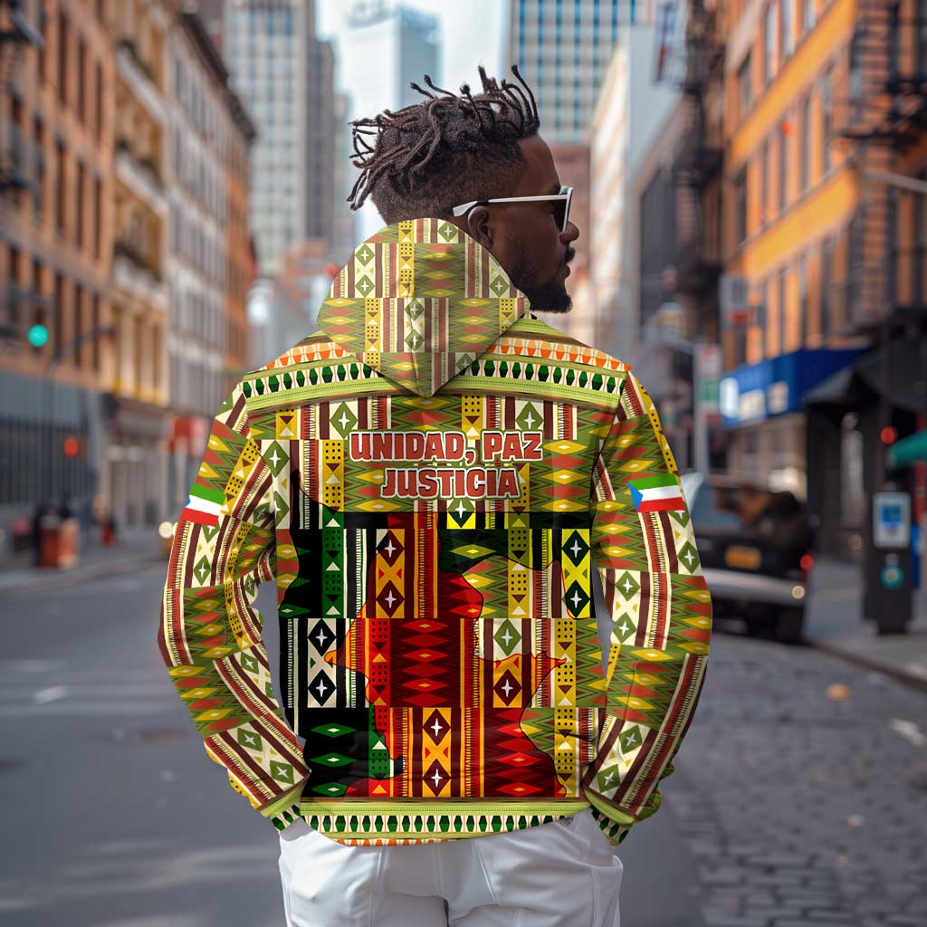 Equatorial Guinea Hoodie - Lion Print and Traditional African Kente Patterns