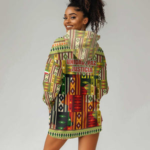 Equatorial Guinea Hoodie Dress - Lion Print and Traditional African Kente Patterns