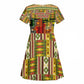 Equatorial Guinea Kid Short Sleeve Dress - Lion Print and Traditional African Kente Patterns