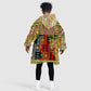 Equatorial Guinea Kid Wearable Blanket Hoodie - Lion Print and Traditional African Kente Patterns