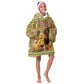 Equatorial Guinea Kid Wearable Blanket Hoodie - Lion Print and Traditional African Kente Patterns