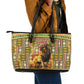Equatorial Guinea Leather Tote Bag - Lion Print and Traditional African Kente Patterns