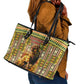 Equatorial Guinea Leather Tote Bag - Lion Print and Traditional African Kente Patterns