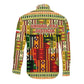 Equatorial Guinea Long Sleeve Button Shirt - Lion Print and Traditional African Kente Patterns