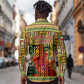 Equatorial Guinea Long Sleeve Button Shirt - Lion Print and Traditional African Kente Patterns