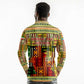Equatorial Guinea Long Sleeve Polo Shirt - Lion Print and Traditional African Kente Patterns