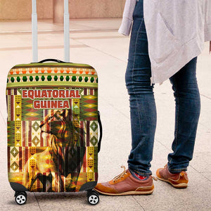 Equatorial Guinea Luggage Cover - Lion Print and Traditional African Kente Patterns
