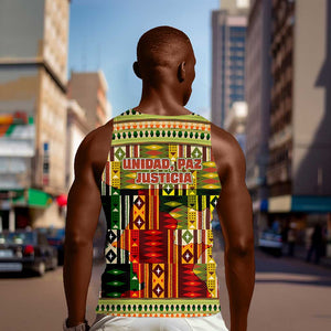 Equatorial Guinea Men Tank Top - Lion Print and Traditional African Kente Patterns