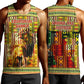 Equatorial Guinea Men Tank Top - Lion Print and Traditional African Kente Patterns