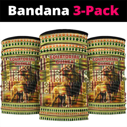 Equatorial Guinea Neck Gaiter - Lion Print and Traditional African Kente Patterns TS04