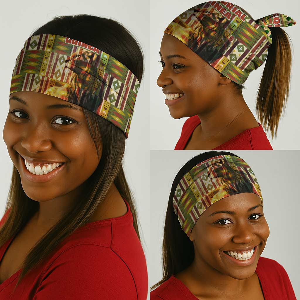 Equatorial Guinea Neck Gaiter - Lion Print and Traditional African Kente Patterns TS04