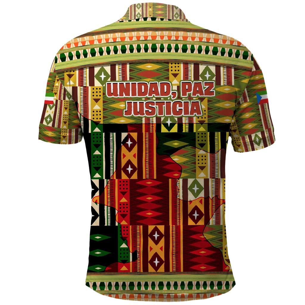 Equatorial Guinea Polo Shirt - Lion Print and Traditional African Kente Patterns