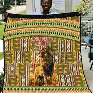 Equatorial Guinea Quilt - Lion Print and Traditional African Kente Patterns