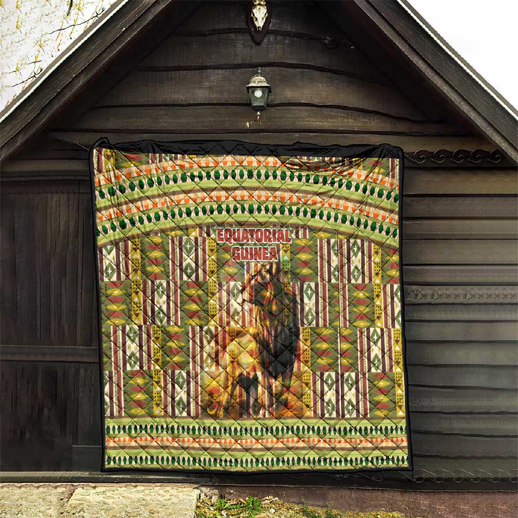 Equatorial Guinea Quilt - Lion Print and Traditional African Kente Patterns
