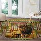 Equatorial Guinea Round Carpet - Lion Print and Traditional African Kente Patterns