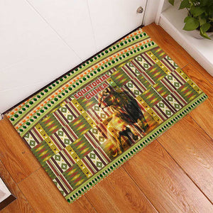 Equatorial Guinea Rubber Doormat - Lion Print and Traditional African Kente Patterns