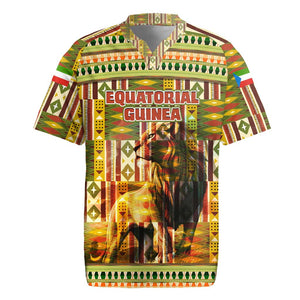 Equatorial Guinea Rugby Jersey - Lion Print and Traditional African Kente Patterns