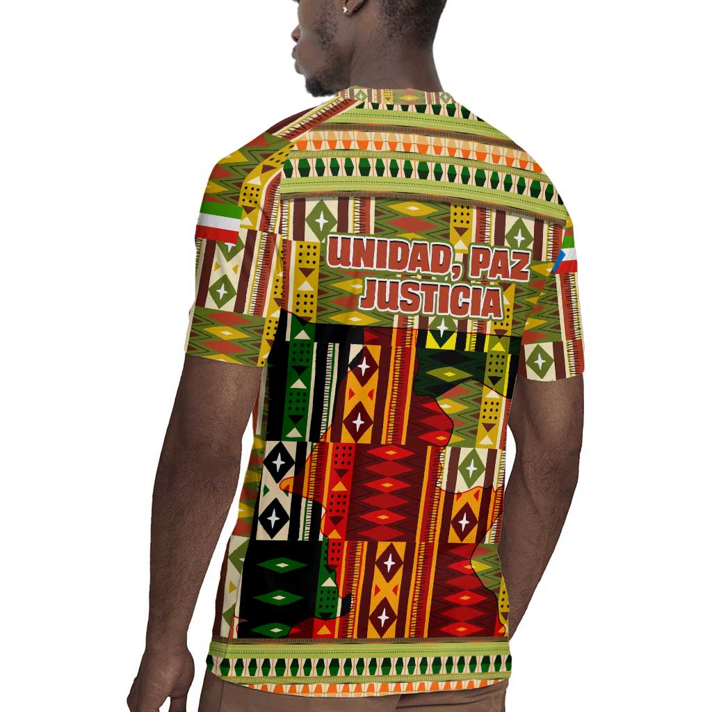 Equatorial Guinea Rugby Jersey - Lion Print and Traditional African Kente Patterns