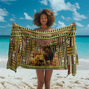Equatorial Guinea Sarong - Lion Print and Traditional African Kente Patterns