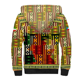 Equatorial Guinea Sherpa Hoodie - Lion Print and Traditional African Kente Patterns