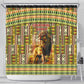 Equatorial Guinea Shower Curtain - Lion Print and Traditional African Kente Patterns