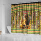 Equatorial Guinea Shower Curtain - Lion Print and Traditional African Kente Patterns
