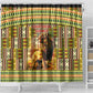 Equatorial Guinea Shower Curtain - Lion Print and Traditional African Kente Patterns
