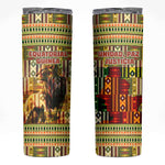 Equatorial Guinea Skinny Tumbler - Lion Print and Traditional African Kente Patterns