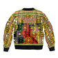 Equatorial Guinea Sleeve Zip Bomber Jacket - Lion Print and Traditional African Kente Patterns