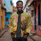 Equatorial Guinea Sleeve Zip Bomber Jacket - Lion Print and Traditional African Kente Patterns