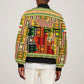 Equatorial Guinea Sleeve Zip Bomber Jacket - Lion Print and Traditional African Kente Patterns