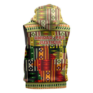 Equatorial Guinea Sleeveless Hoodie - Lion Print and Traditional African Kente Patterns - African Pride