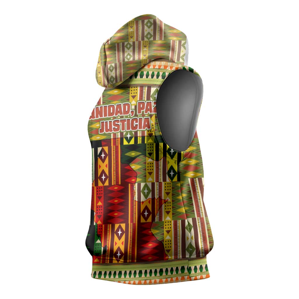 Equatorial Guinea Sleeveless Hoodie - Lion Print and Traditional African Kente Patterns - African Pride