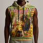 Equatorial Guinea Sleeveless Hoodie - Lion Print and Traditional African Kente Patterns - African Pride