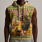 Equatorial Guinea Sleeveless Zip Hoodie - Lion Print and Traditional African Kente Patterns - African Pride