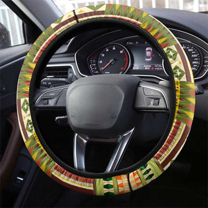 Equatorial Guinea Steering Wheel Cover - Lion Print and Traditional African Kente Patterns