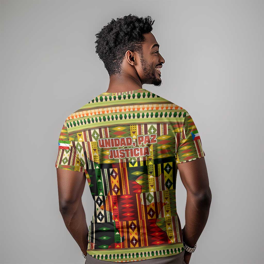 Equatorial Guinea T shirt - Lion Print and Traditional African Kente Patterns