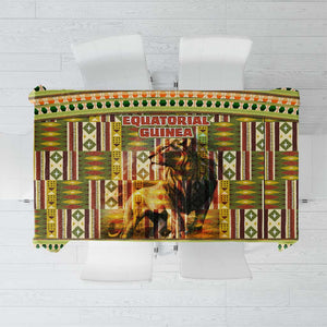 Equatorial Guinea Tablecloth - Lion Print and Traditional African Kente Patterns