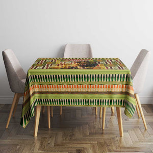 Equatorial Guinea Tablecloth - Lion Print and Traditional African Kente Patterns