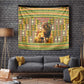 Equatorial Guinea Tapestry - Lion Print and Traditional African Kente Patterns