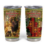 Equatorial Guinea Tumbler Cup - Lion Print and Traditional African Kente Patterns